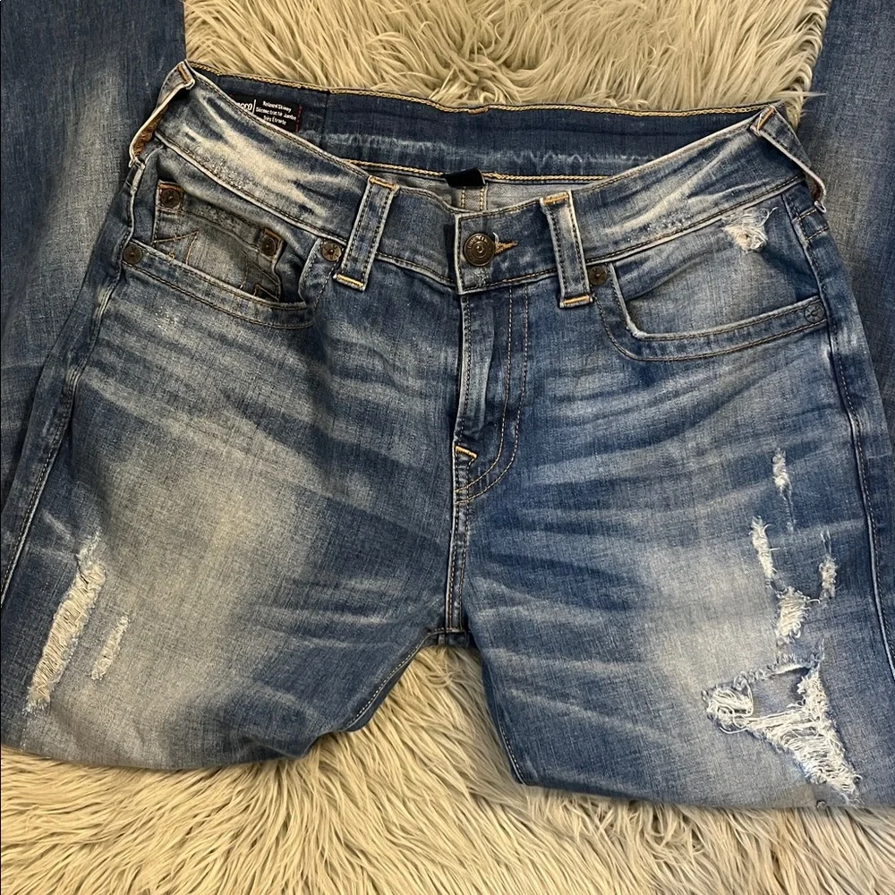True Religion Men's Faded Blue Straight Jeans